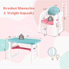 Ensemble table et chaises 3 pièces pour enfants Costway, bureau d'activités pour tout-petits avec blocs de construction