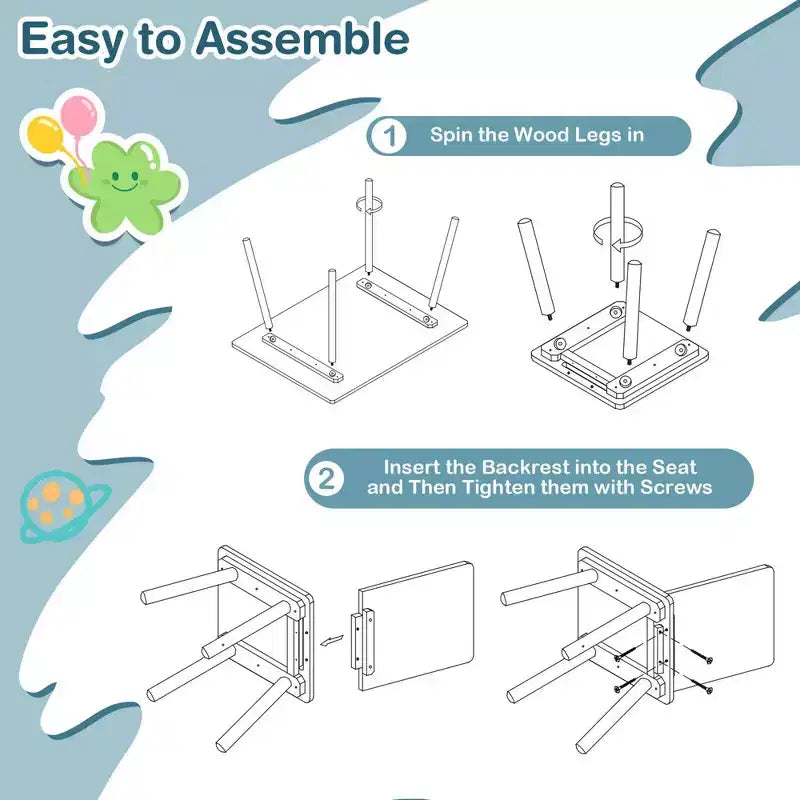 Table d'activités et 4 chaises Costway 5 pièces en bois pour enfants avec blocs de construction