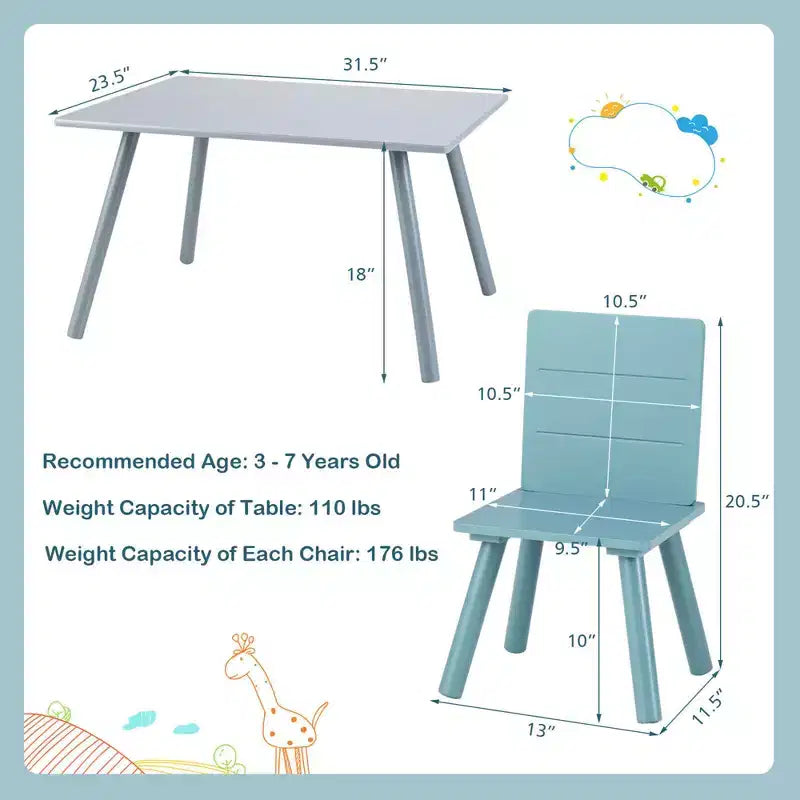 Table d'activités et 4 chaises Costway 5 pièces en bois pour enfants avec blocs de construction
