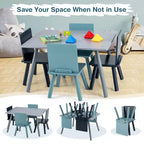 Table d'activités et 4 chaises Costway 5 pièces en bois pour enfants avec blocs de construction