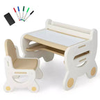 Table et chaise de dessin pour enfants Costway pour la lecture et les jeux avec stylos et tableau noir effaceur bleu/marron