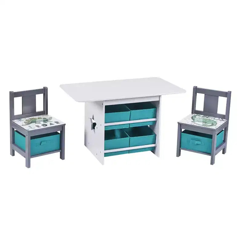 Ensemble Table et Chaises de Jeu d'Art pour Enfants LuxenHome avec Paniers de Rangement Multicolore
