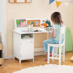 Bureau d'étude pour enfants Costway avec chaise, tableau blanc, marqueur, étagère, armoire de rangement violet/blanc