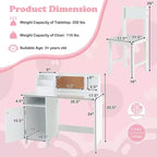 Bureau d'étude pour enfants Costway avec chaise, tableau blanc, marqueur, étagère, armoire de rangement violet/blanc