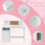Bureau d'étude pour enfants Costway avec chaise, tableau blanc, marqueur, étagère, armoire de rangement violet/blanc