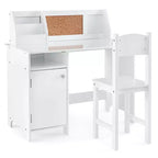 Bureau d'étude pour enfants Costway avec chaise, tableau blanc, marqueur, étagère, armoire de rangement violet/blanc