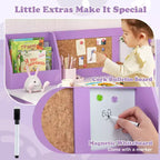 Bureau d'étude pour enfants Costway avec chaise, tableau blanc, marqueur, étagère, armoire de rangement violet/blanc