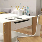 Ensemble table et chaises Qaba 3 pièces pour enfants, ensemble table et chaises pour tout-petits 2 en 1 avec plateau de table réversible tableau noir, rangement et étagères à livres