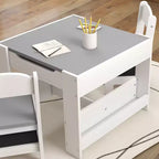 Ensemble table et chaises Qaba 3 pièces pour enfants, ensemble table et chaises pour tout-petits 2 en 1 avec plateau de table réversible tableau noir, rangement et étagères à livres