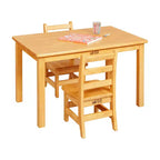 ECR4Kids Ensemble de 3 pièces : table carrée en bois dur de 61 cm avec pieds de 51 cm et chaises de 25 cm