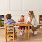 ECR4Kids Ensemble de 3 pièces : table carrée en bois dur de 61 cm avec pieds de 51 cm et chaises de 25 cm