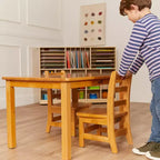 ECR4Kids Ensemble de 3 pièces : table carrée en bois dur de 61 cm avec pieds de 51 cm et chaises de 25 cm