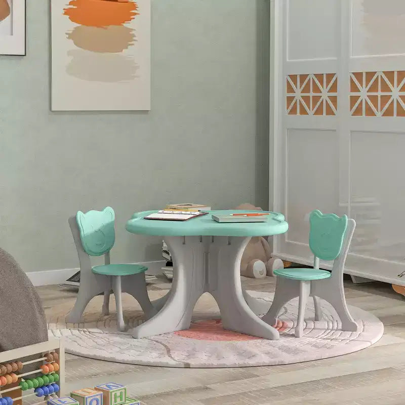 Ensemble table et chaises pour enfants Qaba, ensemble de table et 2 chaises pour tout-petits de 3 à 6 ans, bleu clair