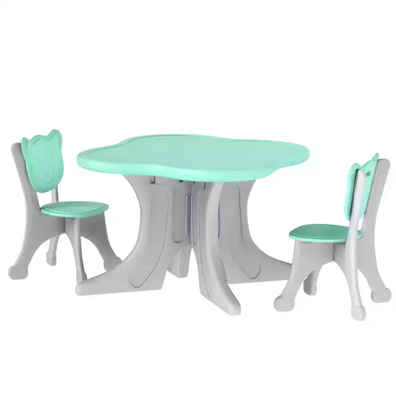Ensemble table et chaises pour enfants Qaba, ensemble de table et 2 chaises pour tout-petits de 3 à 6 ans, bleu clair