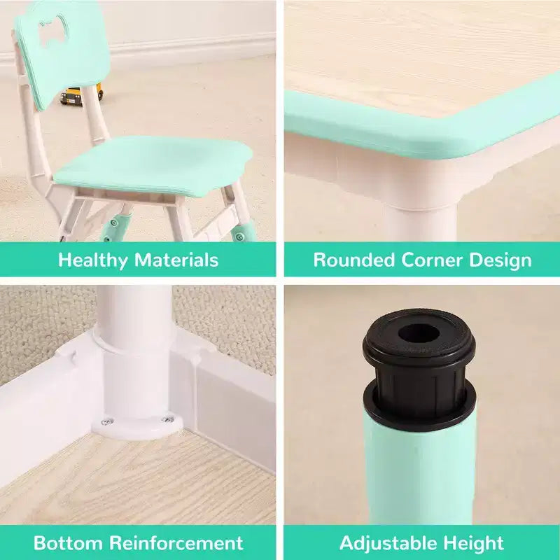 Ensemble table et chaises Garvee pour enfants, bureau réglable en hauteur avec 4 sièges