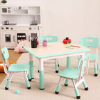 Ensemble table et chaises Garvee pour enfants, bureau réglable en hauteur avec 4 sièges