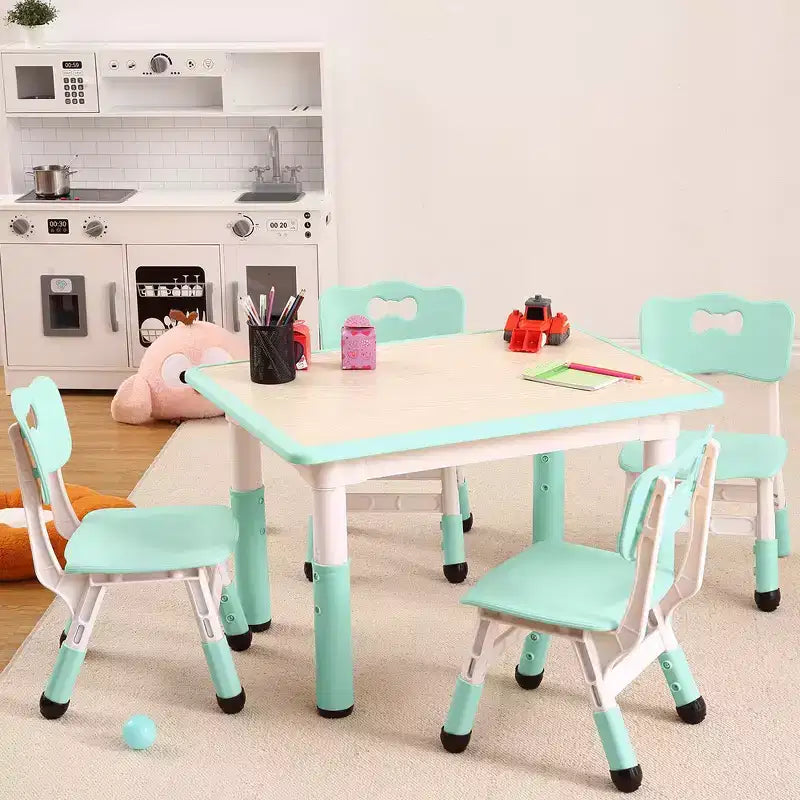 Ensemble table et chaises Garvee pour enfants, bureau réglable en hauteur avec 4 sièges