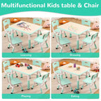 Ensemble table et chaises Garvee pour enfants, bureau réglable en hauteur avec 4 sièges