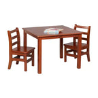 Table carrée en bois dur 76 x 76 cm et deux chaises 30 cm ECR4Kids, 3 pièces