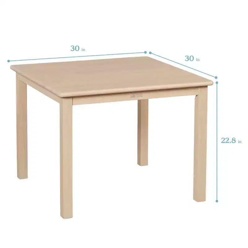 Table carrée en bois dur 76 x 76 cm et deux chaises 30 cm ECR4Kids, 3 pièces