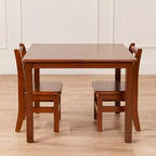 Table carrée en bois dur 76 x 76 cm et deux chaises 30 cm ECR4Kids, 3 pièces