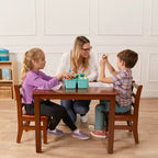 Table carrée en bois dur 76 x 76 cm et deux chaises 30 cm ECR4Kids, 3 pièces