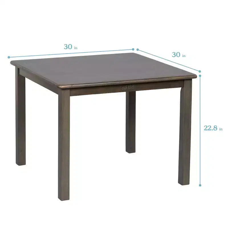 Table carrée en bois dur 76 x 76 cm et deux chaises 30 cm ECR4Kids, 3 pièces