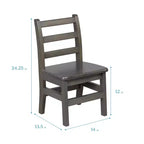 Table carrée en bois dur 76 x 76 cm et deux chaises 30 cm ECR4Kids, 3 pièces