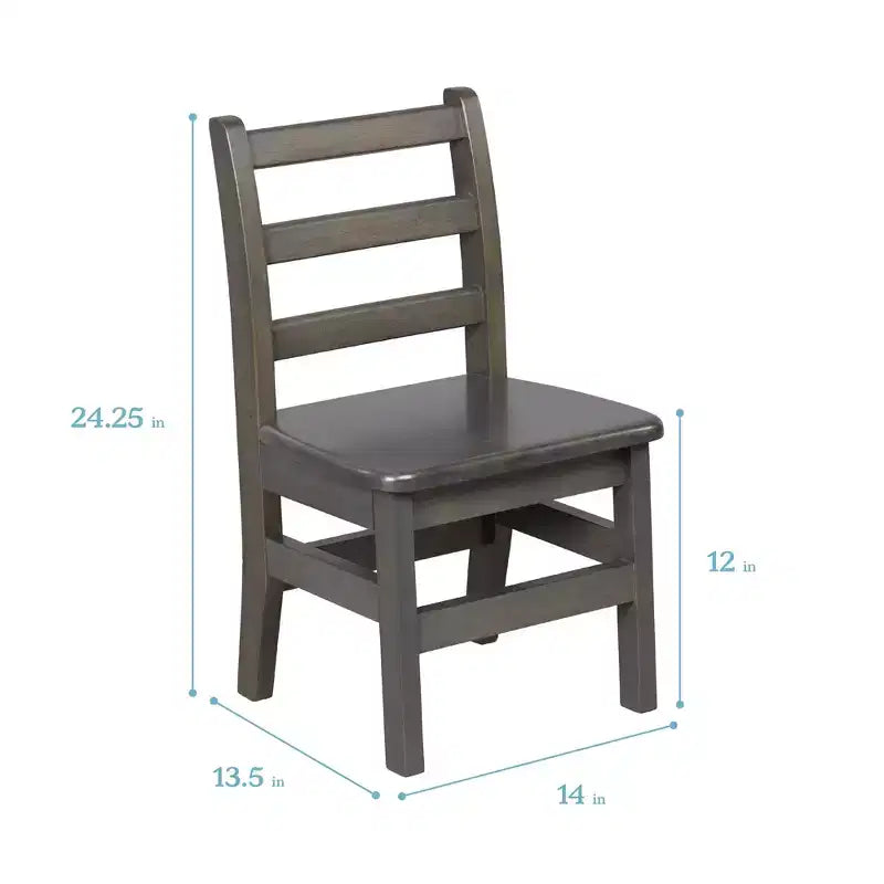 Table carrée en bois dur 76 x 76 cm et deux chaises 30 cm ECR4Kids, 3 pièces