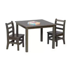 Table carrée en bois dur 76 x 76 cm et deux chaises 30 cm ECR4Kids, 3 pièces