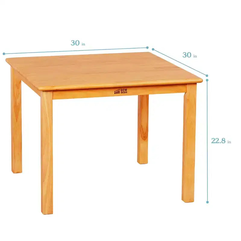 Table carrée en bois dur 76 x 76 cm et deux chaises 30 cm ECR4Kids, 3 pièces