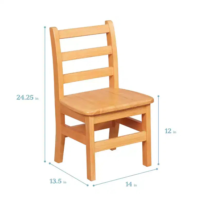 Table carrée en bois dur 76 x 76 cm et deux chaises 30 cm ECR4Kids, 3 pièces