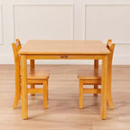 Table carrée en bois dur 76 x 76 cm et deux chaises 30 cm ECR4Kids, 3 pièces