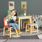 Ensemble de 5 pièces de table de salle à manger pour enfants, table en bois pour enfants avec 4 chaises animaux de dessin animé ensemble 4S - ModernLuxe