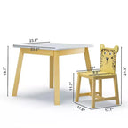 Ensemble de 5 pièces de table de salle à manger pour enfants, table en bois pour enfants avec 4 chaises animaux de dessin animé ensemble 4S - ModernLuxe