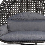 Fauteuil Suspendu Ovoïde avec Support Métallique, Cadre en Osier et Coussin – Beige / Bleu Anthracite / Blanc / Bleu / Blanc Antique / Marron / Toile, 2 Places