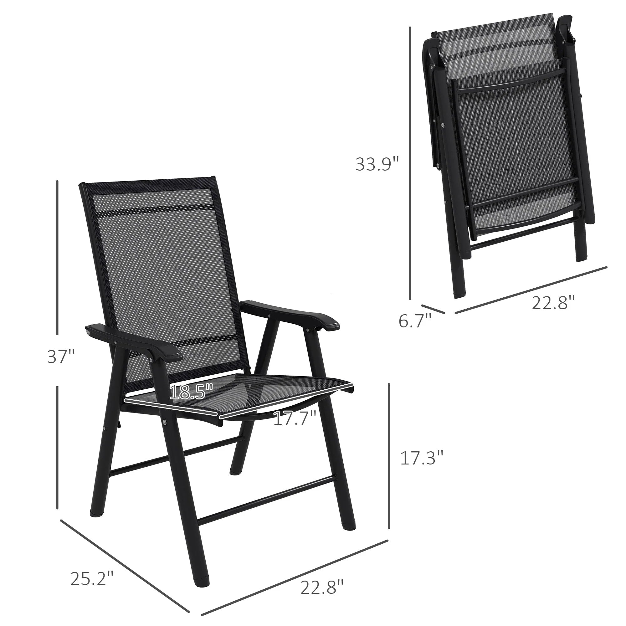 Lot de 4 chaises pliantes Outsunny au design simple et élégant, confortables pour la terrasse, le jardin et les voyages
