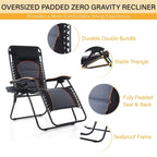 Fauteuil de relaxation zéro gravité XL surdimensionné rembourré avec accoudoirs plus larges et porte-gobelet réglable - N/A