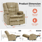 Fauteuil inclinable électrique double moteur grand et large MCombo avec massage et double chauffage pour personnes âgées de grande taille, tissu R7635