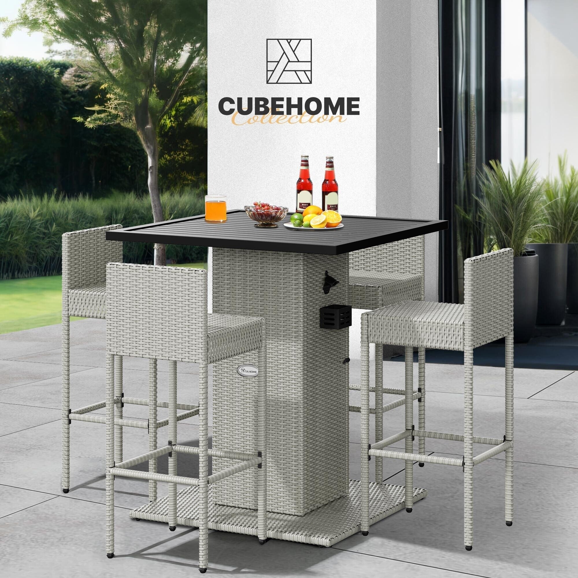 Ensemble de bar extérieur en osier Moasis 5 pièces - 5 PCS