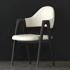 Chaise de salle à manger moderne en cuir à dossier ouvert et incurvé avec accoudoirs